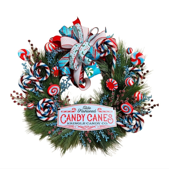 Whimsical Candy Cane Christmas wreath - Picture 8 of 12